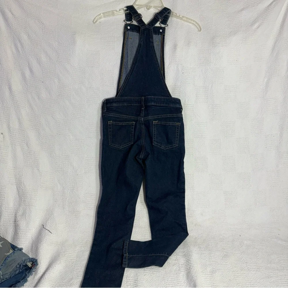 Crazy 8 sleeveless bib, overalls, kids size 10‎ dark denim tapered leg
